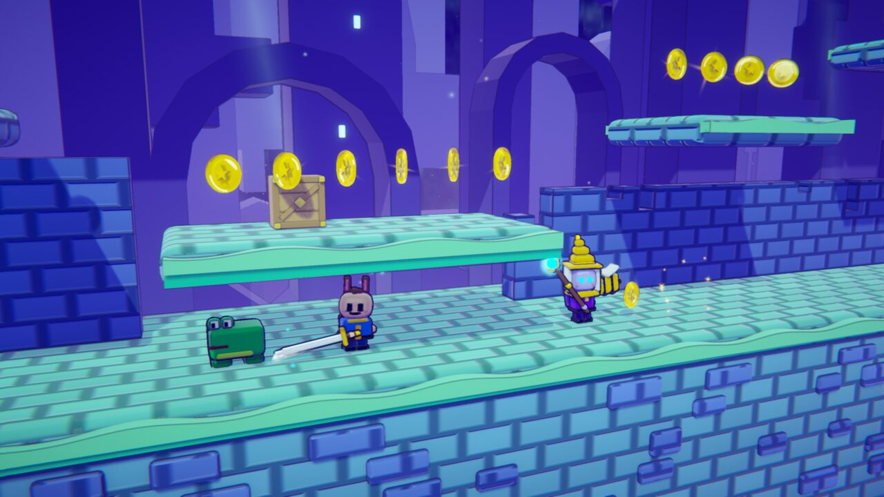 Couch co-op: a Swordsman and a Mage fight together
