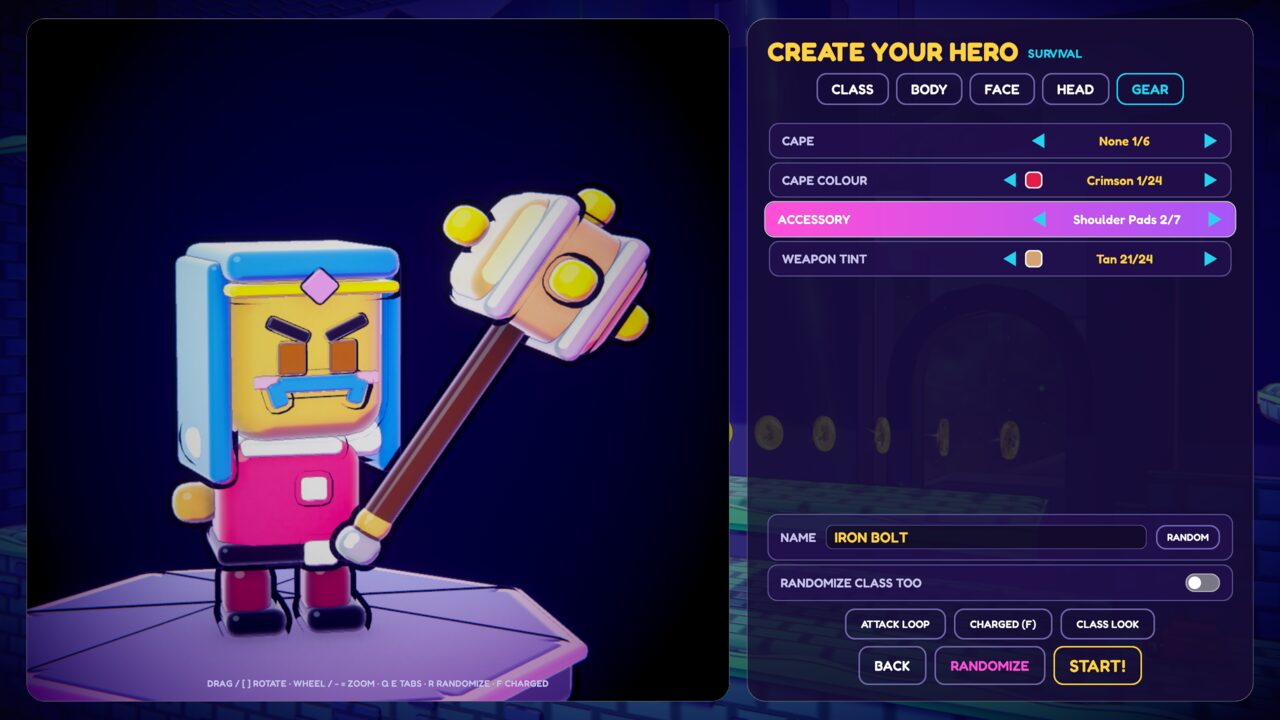 The hero creator: a Brute with a war mace